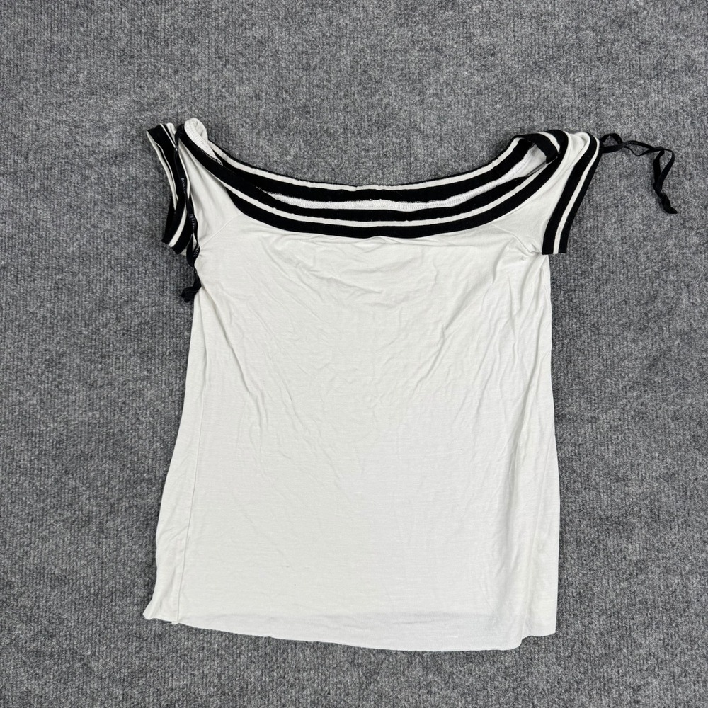 Bailey/44 Top Womens Medium White Black Striped Off Shoulder USA Made BAI-C246